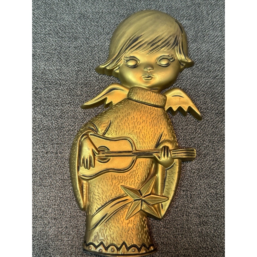 MCM Angels/Cherubs Set Of 2 Vintage Gold Tone Angel Wall Hanging Decor 60's 70's